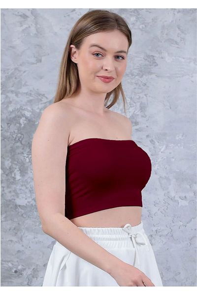 WAYS Women's Burgundy Strapless Bustier Crop