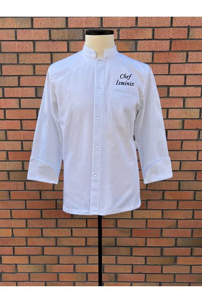 apr-10 S-91 Name Embroidered Shirt Type Men's White Chef Cook Jacket