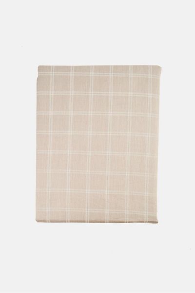 Nautica 3 Pieces Marina Bay Checkered Flat Sheet With Pillow Case Set, Taupe