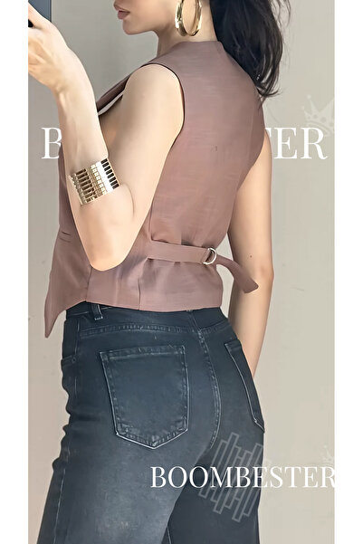 BoomBester Дамски подплатен ленен елек с пламъци