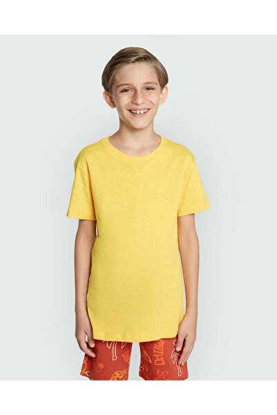 Ovs تي شيرت بأكمام قصيرة للأولاد باللون الأصفر يعمل بالطاقة الشمسية