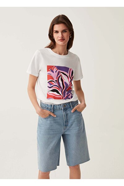 Ovs T-Shirt In Cotton With Foliage Print
