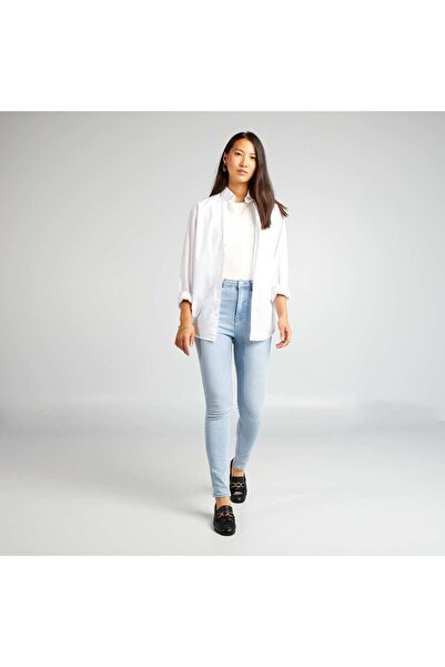 KIABI بنطلون جينز ضيق بخصر مرتفع - L30 أزرق