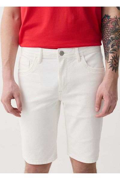 Ovs Slim-Fit Bermuda Shorts In Solid Colour Denim