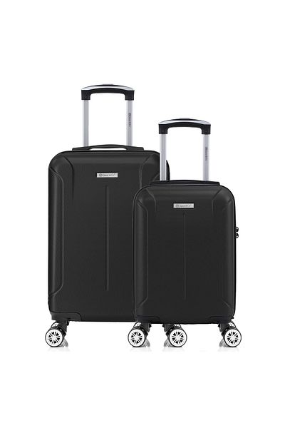 Quasar & Co. Set 2 Trolere, 40x30x20cm Roti Detasabile/55x36x20cm, Troller Bagaj Mana, 4 Roti, Abs, Smart, Negru