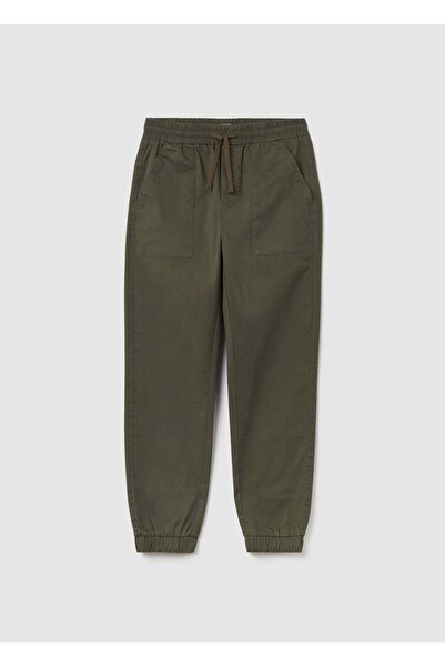 Ovs بنطال رياضي من قماش قطني مائل مع رباط