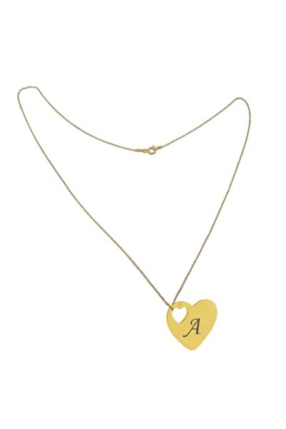 dalimag Lant argint 925 placat cu aur de 18k 50 cm si charm inima argint 925 placat cu aur de 24k, gravat li