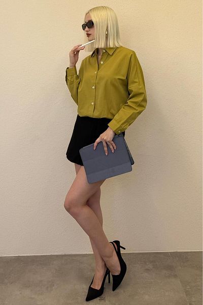 Madmext Πουκάμισο Mad Girls Mustard Oversize MG1369