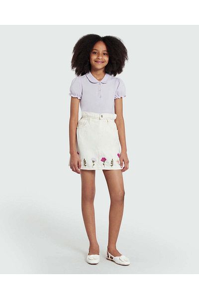 Ovs Embroidered Drill Shorts In Vanilla Ice –