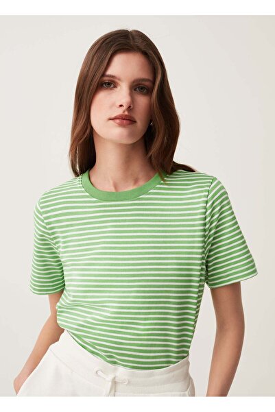 Ovs Striped Cotton T-Shirt With Round Neck