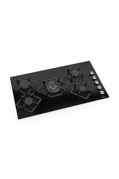 GL GENERAL Built In Steel 5 Burner Cooker, 87x52cm, Total Safety, Auto Fire, Cast iron support, Side Keys