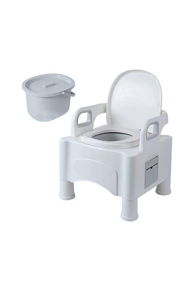 rexa Portable Toilet Chair for Elderly and Disabled with Armrests
