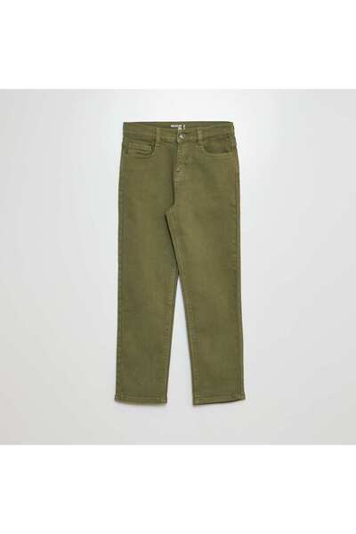 KIABI بنطال جينز مستقيم الساق بقصّة عادية باللون الأخضر