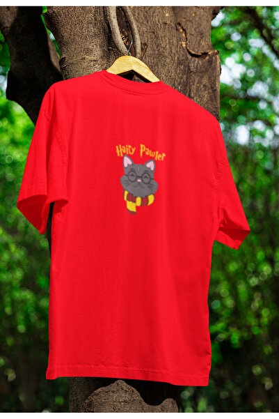 MG تي شيرت هاري بوتر مطبوع للجنسين برقبة دائرية من القطن ذو قصة كبيرة وأكمام ...