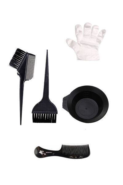 Nadom 3'lü Saç Boyama Seti Saç Boyama Kabı+2 Adet Fırça Saç Tarağı Şeffaf Boy...