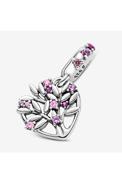 Pandora Family Tree Pendant Talisman Pink Zirconia - 925 Silver