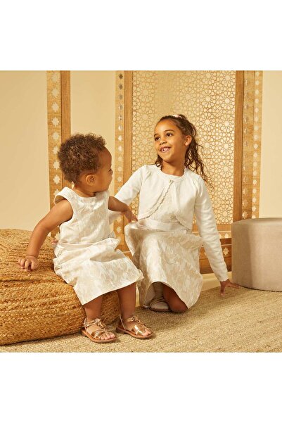 KIABI Glitter jacquard party dress WHITE