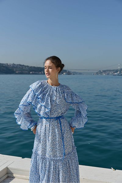 NUR KALAY COLLECTION FLOWER PATTERNED DRESS