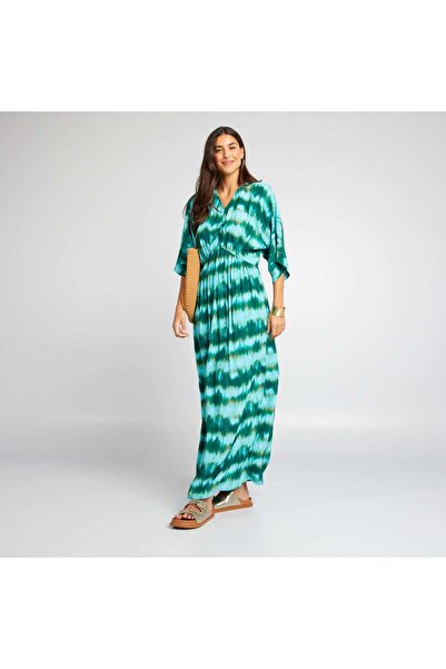 KIABI فستان شاطئ طويل باللون الأخضر