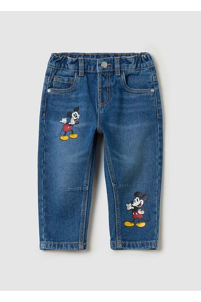 Ovs Five-Pocket Jeans With Mickey Mouse Print