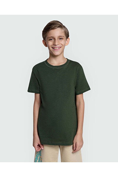 Ovs تي شيرت قطني بأكمام قصيرة للأطفال باللون الأخضر