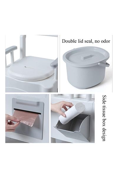 rexa Portable Toilet Chair for Elderly and Disabled with Armrests