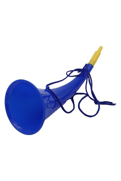 dalimag Goarna Curbata, Vuvuzela, Tip Corn, Pentru Petreceri, Evenimente, Albastra, Varf Galben, 27 cm