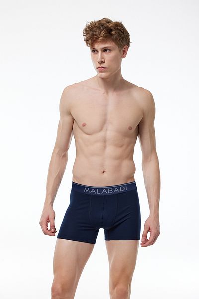 Malabadi Men's Navy Blue Gray Smoked 3-Piece Premium Collection Modal Boxer 3m252