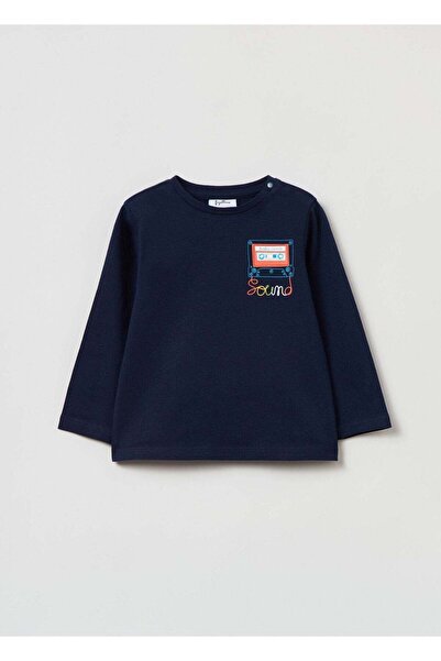 Ovs تي شيرت فاجوتينو بأكمام طويلة وطبعة ستيريو