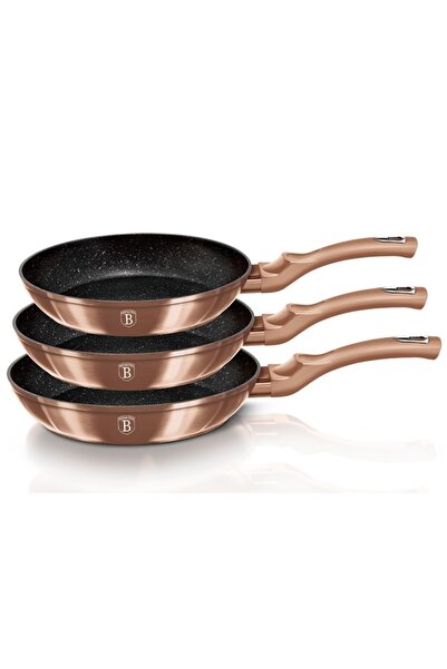 Berlinger Haus Set of 3 pans with marble surface Rosegold Metallic Line