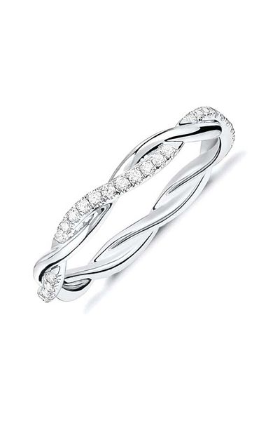 huitich Twist Design Diamond-Inspired Couple Ring Silver Color