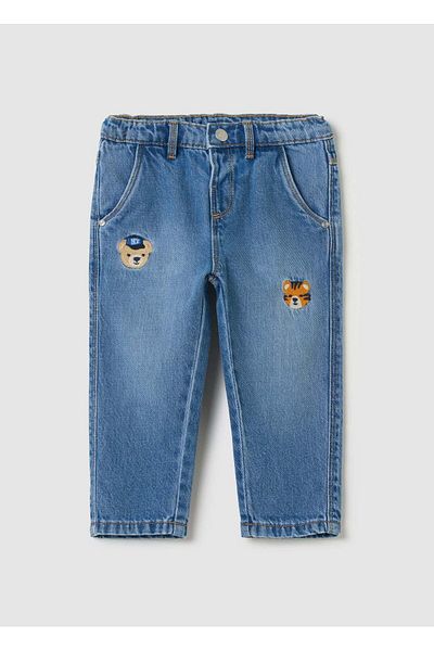 Ovs Cotton Jeans With Pockets And Embroidery