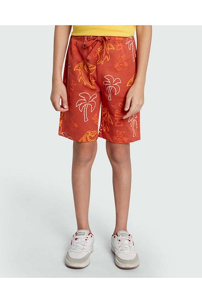 Ovs Boys’ Printed Shorts – Red & Brown Combo