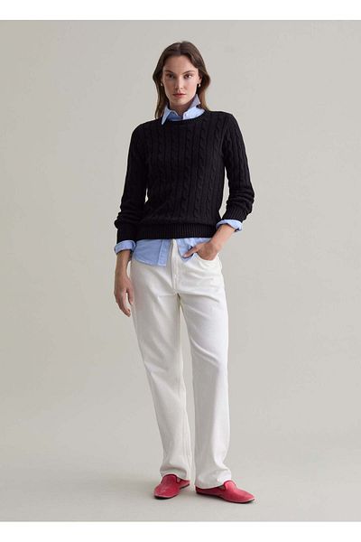 Ovs Ribbed Pullover With Cable-Knit Design