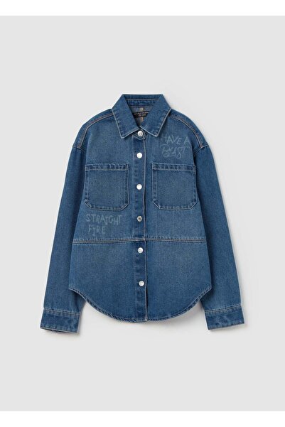 Ovs قميص جينز بطبعة حروف