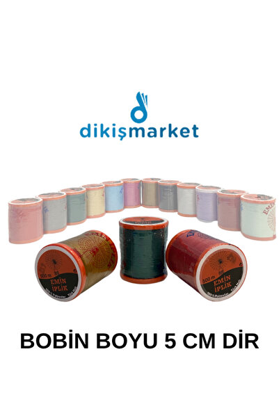 dm dikişmarket 120 No Karışık Renkli Dikiş Ipliği Küçük Boy Dikiş Ipi Makara (500 MT)-YERLİ ÜRETİM