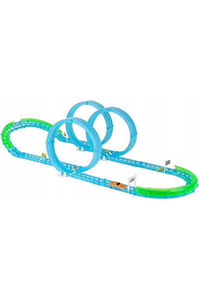 DDE Hungary Interactive Fluorescent Track Playset with Three Loops, One Car, and Specific Elements, 105 x 26 x 6