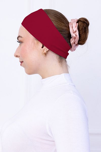 Loggia Non-Slip Bandana Dark Red Non-Slip Silicone Sporty Hair Band - Slip-On Hijab Bonnet