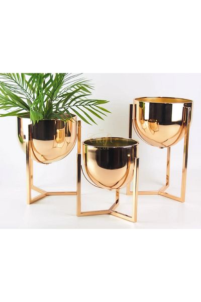 LUXXO Ghiveci decorativ pentru flori, auriu, Revi L, metalic, cu suport detașabil, 25x25x28cm