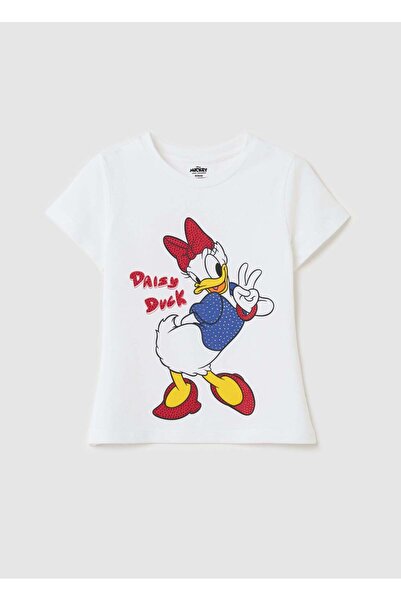 Ovs تي شيرت من القطن المرن مع طبعة ديامانت وبطة ديزي