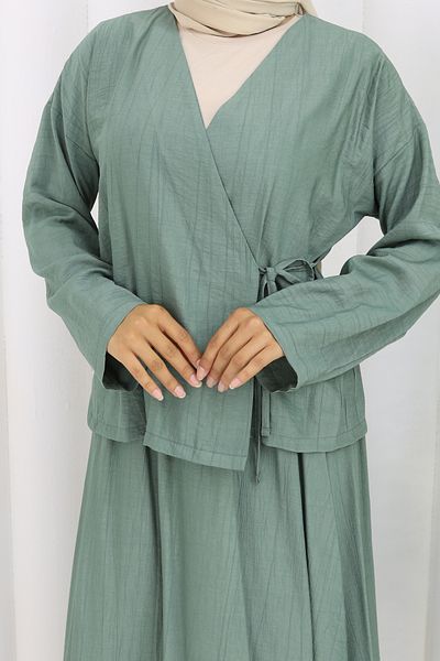 ALLMİRA FASHION Side Tie Kimono Skirt Hijab Double Set