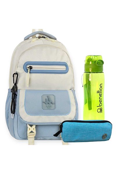 MASTER PACK School Bag with Tablet Compartment, Double Eyed Pencil Bag, Water Bottle & Flask Gift