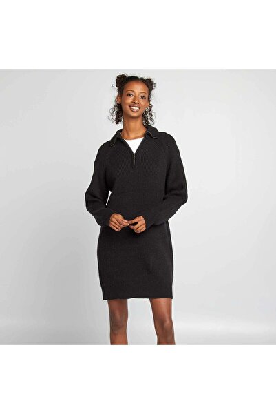 KIABI Jumper dress with zip-up high neck black