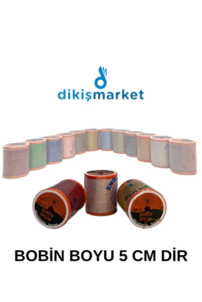 dm dikişmarket 120 No Karışık Renkli Dikiş Ipliği Küçük Boy Dikiş Ipi Makara (500 MT)-YERLİ ÜRETİM