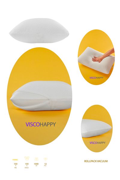 VİSCOHAPPY 100% Visco Odorless Chubby Pillow (Cast Mold) Orthopedic Pillow 40X60X15 (Memory Foam)