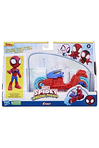 SPIDERMAN SPIDEY EXTRAORDINARY FRIENDS MOTORCYCLE SET AND SPIDEY FIGURE 10CM