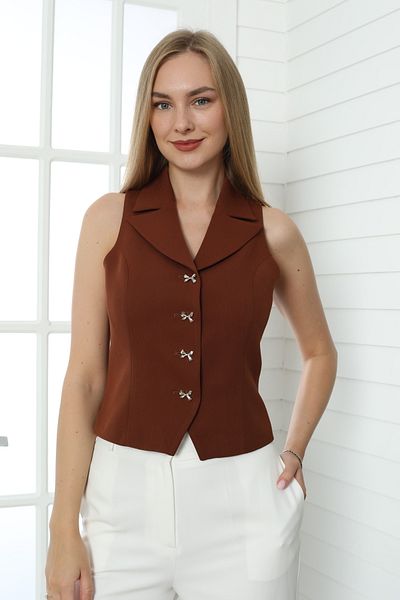 Nadrina Bow Button Short Vest