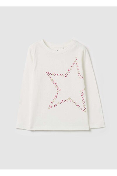 Ovs تي شيرت بطبعة لامعة وأكمام طويلة