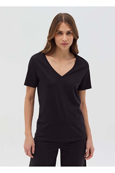 Ovs Organic Cotton T-Shirt With V Neck