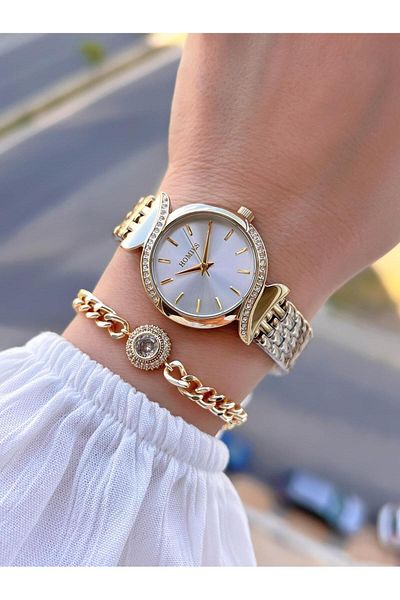 Homies Steel Cord 2 Years Warranty 30 Mt Water Resistant Women Wrist Watch+Bracelet Hm.B60S01.2